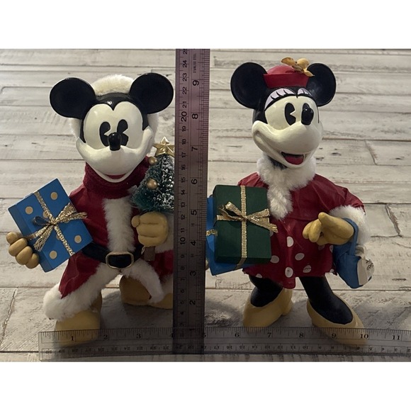 Mickey & Co‎ VTG Fabric Mache Figurines 8" Christmas Santa Mickey & Minnie Mouse - Picture 4 of 16